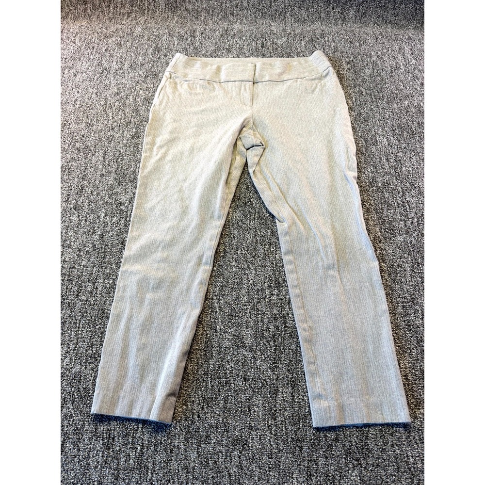 Ann Taylor Loft Marisa Skinny Pants Womens 10 Gray Mid Rise Herringbone Cropped